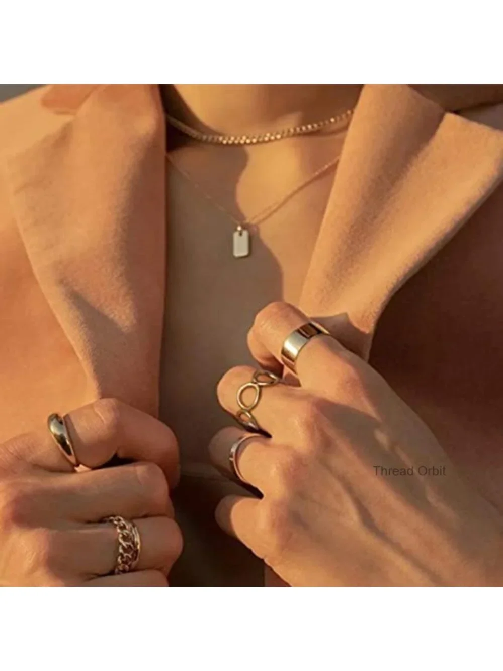 18k Gold Plated Adjustable Circle Ring CZ Stacking Knuckle Rings Fashion Jewelry